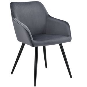 Juskys Lounge stolička Tarje so zamatovým poťahom v tmavosivej farbe