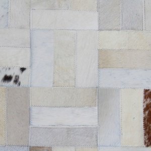 Tempo Kondela Luxusný kožený koberec, biela/sivá/hnedá, patchwork, 70x140, KOŽA TYP 1