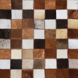 Tempo Kondela Luxusný kožený koberec,  hnedá/čierna/biela, patchwork, 168x240, KOŽA TYP 3