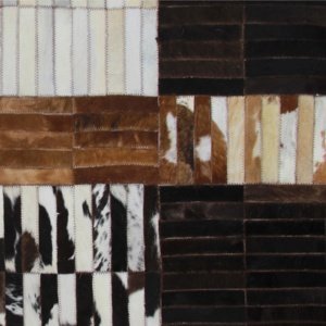 Tempo Kondela Luxusný kožený koberec, čierna/hnedá/biela, patchwork, 120x180, KOŽA typ 4