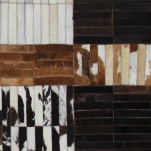 Tempo Kondela Luxusný kožený koberec, čierna/hnedá/biela, patchwork, 171x240, KOŽA TYP 4