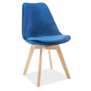 Signal Jedálenská stolička Dior Velvet / buk Farba: Modrá