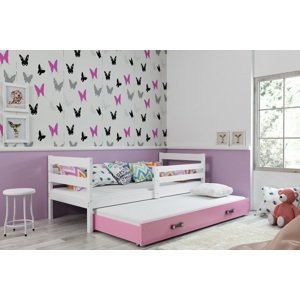 BMS Detská posteľ s prístelkou ERYK 2 | biela Farba: biela / ružová, Rozmer.: 190 x 80 cm