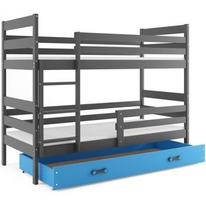 BMS Detská poschodová posteľ ERYK / sivá Farba: Sivá / Modrá, Rozmer.: 200 x 90 cm