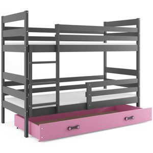 BMS Detská poschodová posteľ ERYK / sivá Farba: Sivá / ružová, Rozmer.: 160 x 80 cm