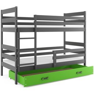BMS Detská poschodová posteľ ERYK / sivá Farba: Sivá / zelená, Rozmer.: 190 x 80 cm