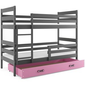 BMS Detská poschodová posteľ ERYK / sivá Farba: Sivá / ružová, Rozmer.: 190 x 80 cm