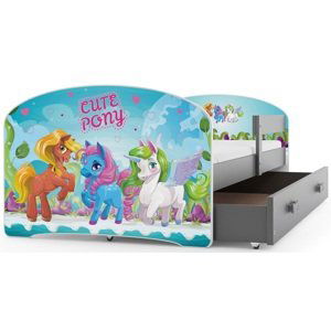 BMS Detská obrázková posteľ Luki / sivá Obrázok: Pony
