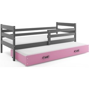 BMS Detská posteľ s prístelkou ERYK 2 | sivá Farba: Sivá / ružová, Rozmer.: 200 x 90 cm