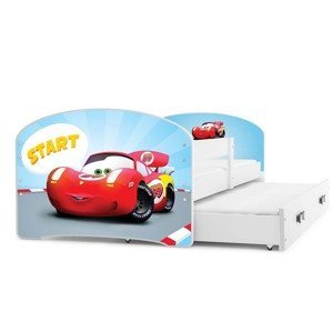 BMS Detská obrázková posteľ s prístelkou LUKI 2 | biela Obrázok: Auto