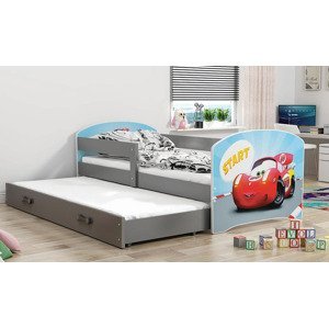 BMS Detská obrázková posteľ s prístelkou LUKI 2 | sivá Obrázok: Auto