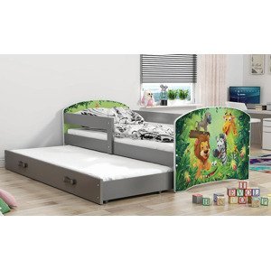 BMS Detská obrázková posteľ s prístelkou LUKI 2 | sivá Obrázok: ZOO