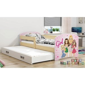 BMS Detská obrázková posteľ s prístelkou LUKI 2 | borovica Obrázok: Girls