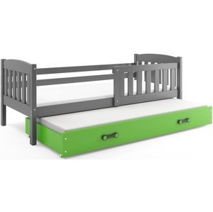 BMS Detská posteľ KUBUŠ 2 s prístelkou | sivá Farba: Sivá / zelená, Rozmer.: 200 x 90 cm