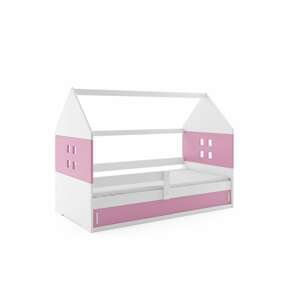 BMS Detská posteľ domček DOMI 1 | biela s úložným priestorom Farba: biela / ružová