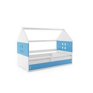 BMS Detská posteľ domček DOMI 1 | biela s úložným priestorom Farba: biela / modrá