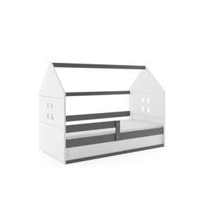 BMS Detská posteľ domček DOMI 1 | sivá s úložným priestorom Farba: Sivá / biela