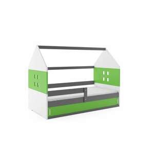 BMS Detská posteľ domček DOMI 1 | sivá s úložným priestorom Farba: Sivá / zelená