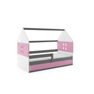 BMS Detská posteľ domček DOMI 1 | sivá s úložným priestorom Farba: Sivá / ružová