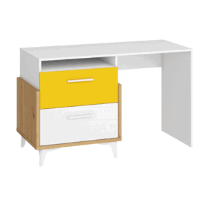 ARTBm Písací stôl HEY-04 | 125 Farba: Dub artisan/biela/žltá