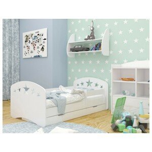 Happy Babies Detská posteľ Happy dizajn/hviezdičky Farba: Biela / biela, Prevedenie: L04 / 80 x 160 cm /S úložným priestorom, Obrázok: Hviezdičky