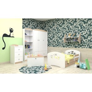 Happy Babies Detská posteľ Happy dizajn/mačičky Farba: Hruška / Biela, Prevedenie: L06 / 90 x 180 cm / S úložným priestorom