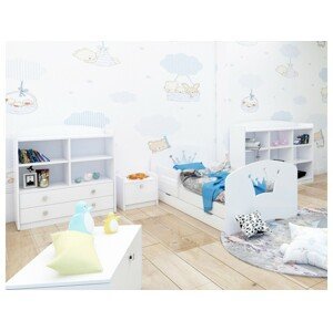 Happy Babies Detská posteľ Happy dizajn/korunka Farba: Biela / biela, Prevedenie: L04 / 80 x 160 cm /S úložným priestorom