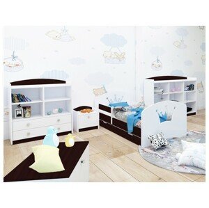 Happy Babies Detská posteľ Happy dizajn/korunka Farba: Gaštan Wenge / Biela, Prevedenie: L04 / 80 x 160 cm /S úložným priestorom