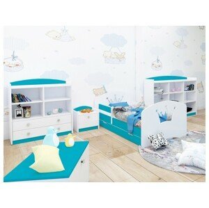 Happy Babies Detská posteľ Happy dizajn/korunka Farba: Modrá / biela, Prevedenie: L04 / 80 x 160 cm /S úložným priestorom