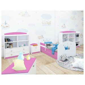 Happy Babies Detská posteľ Happy dizajn/korunka Farba: Ružová / Biela, Prevedenie: L04 / 80 x 160 cm /S úložným priestorom