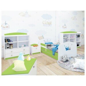 Happy Babies Detská posteľ Happy dizajn/korunka Farba: Zelená / Biela, Prevedenie: L04 / 80 x 160 cm /S úložným priestorom