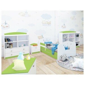 Happy Babies Detská posteľ Happy dizajn/korunka Farba: Zelená / Biela, Prevedenie: L06 / 90 x 180 cm / S úložným priestorom