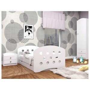 Happy Babies Detská posteľ Happy dizajn/guličky Farba: Biela / biela, Prevedenie: L04 / 80 x 160 cm /S úložným priestorom, Obrázok: Guličky