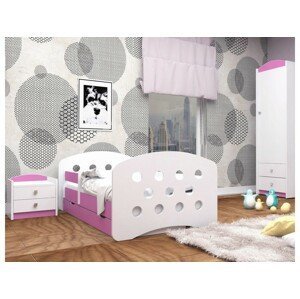 Happy Babies Detská posteľ Happy dizajn/guličky Farba: Ružová / Biela, Prevedenie: L04 / 80 x 160 cm /S úložným priestorom, Obrázok: Guličky