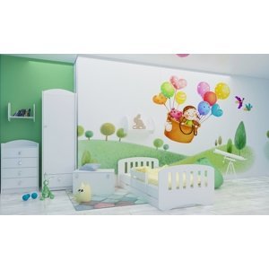 Happy Babies Detská posteľ Happy dizajn/čiarky Farba: Biela / biela, Prevedenie: L04 / 80 x 160 cm /S úložným priestorom, Obrázok: Čiarky