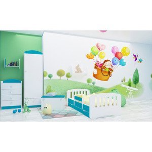 Happy Babies Detská posteľ Happy dizajn/čiarky Farba: Modrá / biela, Prevedenie: L10 / 90 x 200 cm / S úložným priestorom, Obrázok: Čiarky