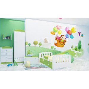 Happy Babies Detská posteľ Happy dizajn/čiarky Farba: Zelená / Biela, Prevedenie: L04 / 80 x 160 cm /S úložným priestorom, Obrázok: Čiarky