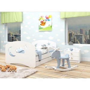 Happy Babies Detská posteľ Happy dizajn/oblak,hviezda,mesiačik Farba: Biela / biela, Prevedenie: L04 / 80 x 160 cm /S úložným priestorom