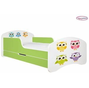 Happy Babies Detská posteľ ANIMALS zelená 160x80 cm Farba: Zelená / Biela, Prevedenie: L04 / 80 x 160 cm /S úložným priestorom, Obrázok: AM02