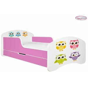 Happy Babies Detská posteľ ANIMALS ružová 160x80 cm Farba: Ružová / Biela, Prevedenie: L04 / 80 x 160 cm /S úložným priestorom, Obrázok: AM02