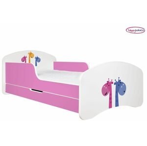 Happy Babies Detská posteľ ANIMALS ružová 160x80 cm Farba: Ružová / Biela, Prevedenie: L04 / 80 x 160 cm /S úložným priestorom, Obrázok: AM06