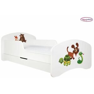 Happy Babies Detská posteľ ANIMALS biela 160x80 cm Farba: Biela / biela, Prevedenie: L04 / 80 x 160 cm /S úložným priestorom, Obrázok: AM10
