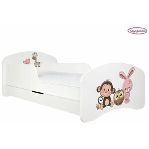 Happy Babies Detská posteľ ANIMALS biela 160x80 cm Farba: Biela / biela, Prevedenie: L04 / 80 x 160 cm /S úložným priestorom, Obrázok: AM05