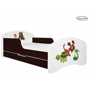 Happy Babies Detská posteľ ANIMALS wenge 160x80 cm Farba: Gaštan Wenge / Biela, Prevedenie: L04 / 80 x 160 cm /S úložným priestorom, Obrázok: AM10