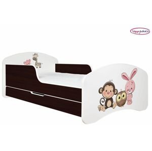Happy Babies Detská posteľ ANIMALS wenge 160x80 cm Farba: Gaštan Wenge / Biela, Prevedenie: L04 / 80 x 160 cm /S úložným priestorom, Obrázok: AM05