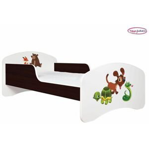 Happy Babies Detská posteľ ANIMALS wenge 160x80 cm Farba: Gaštan Wenge / Biela, Prevedenie: L03 / 80 x 160 cm / bez úložného priestoru, Obrázok: AM10