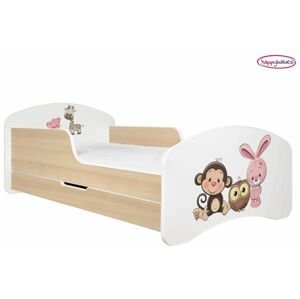 Happy Babies Detská posteľ ANIMALS hruška 160x80 cm Farba: Hruška / Biela, Prevedenie: L04 / 80 x 160 cm /S úložným priestorom, Obrázok: AM05