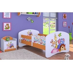 Happy Babies Detská posteľ HAPPY/ 05 Safari 160 x 80 cm Farba: Oranžová / Biela, Prevedenie: L03 / 80 x 160 cm / bez úložného priestoru, Obrázok: Safari