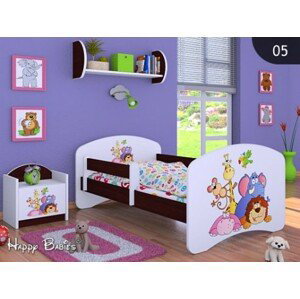 Happy Babies Detská posteľ HAPPY/ 05 Safari 160 x 80 cm Farba: Gaštan Wenge / Biela, Prevedenie: L03 / 80 x 160 cm / bez úložného priestoru, Obrázok: Safari