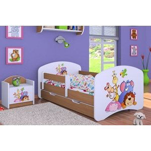Happy Babies Detská posteľ HAPPY/ 05 Safari 160 x 80 cm Farba: Buk / Biela, Prevedenie: L04 / 80 x 160 cm /S úložným priestorom, Obrázok: Safari